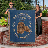 Dachshund Heirloom Blue Blanket: Premium Quality Wiener Dog Throw, Gift For Her, Gift For Him, Birthday, Mother's Day, Father's Day, Christmas | Paws Up Life, LLC
